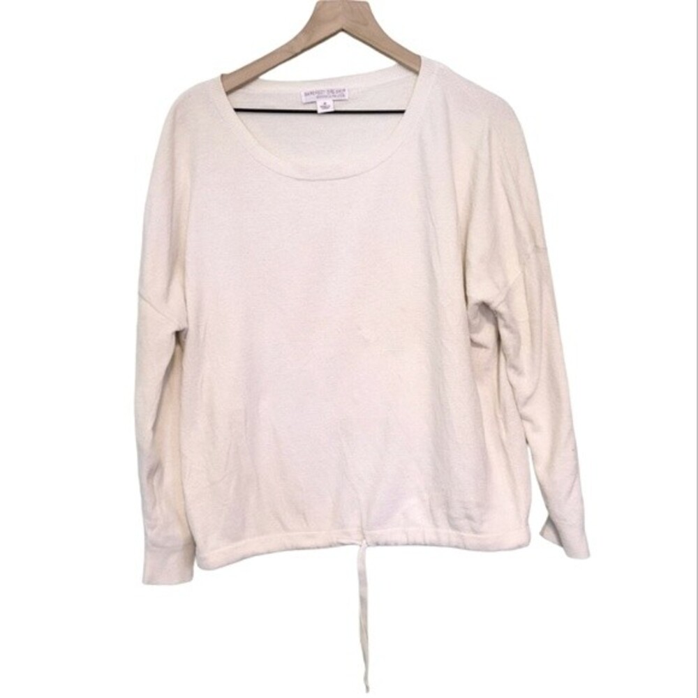 Barefoot Dreams CozyChic Ultra Lite White Drawstring Waist Knit Top Size Medium